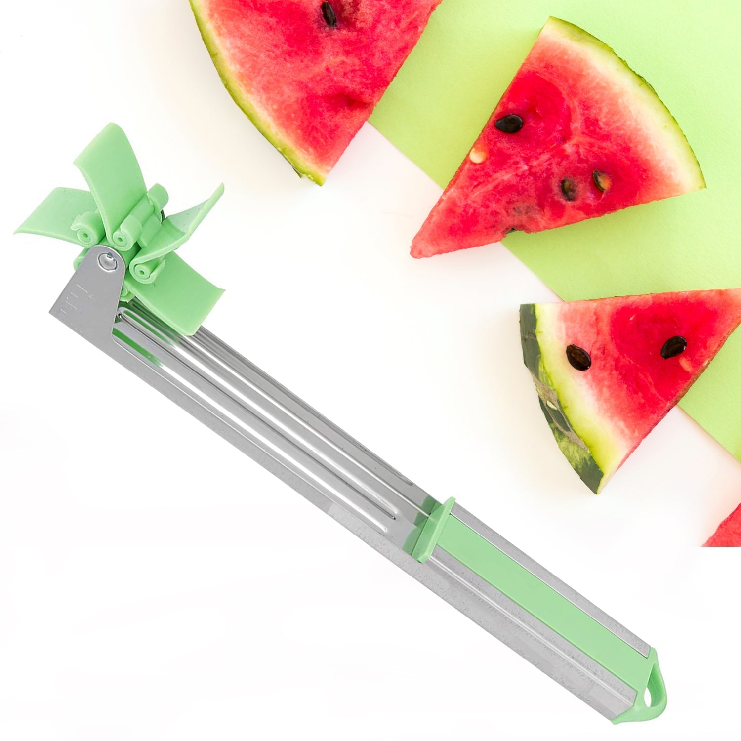 7160 Stainless Steel Washable Watermelon Cutter Windmill Slicer Cutter Peeler for Home/Smart Kitchen Tool Easy to Use DeoDap