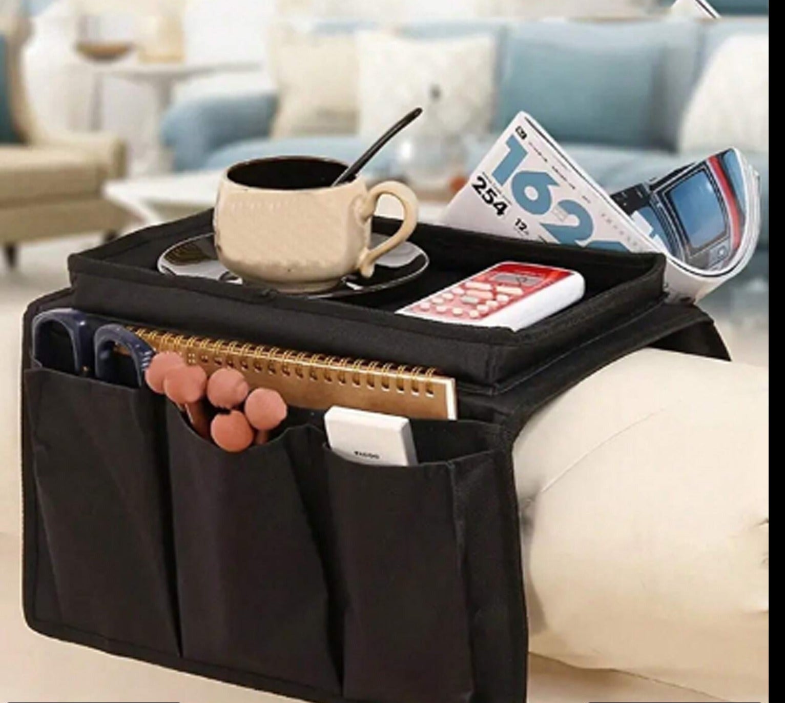 Sofa Armrest Storage Bag (Black)