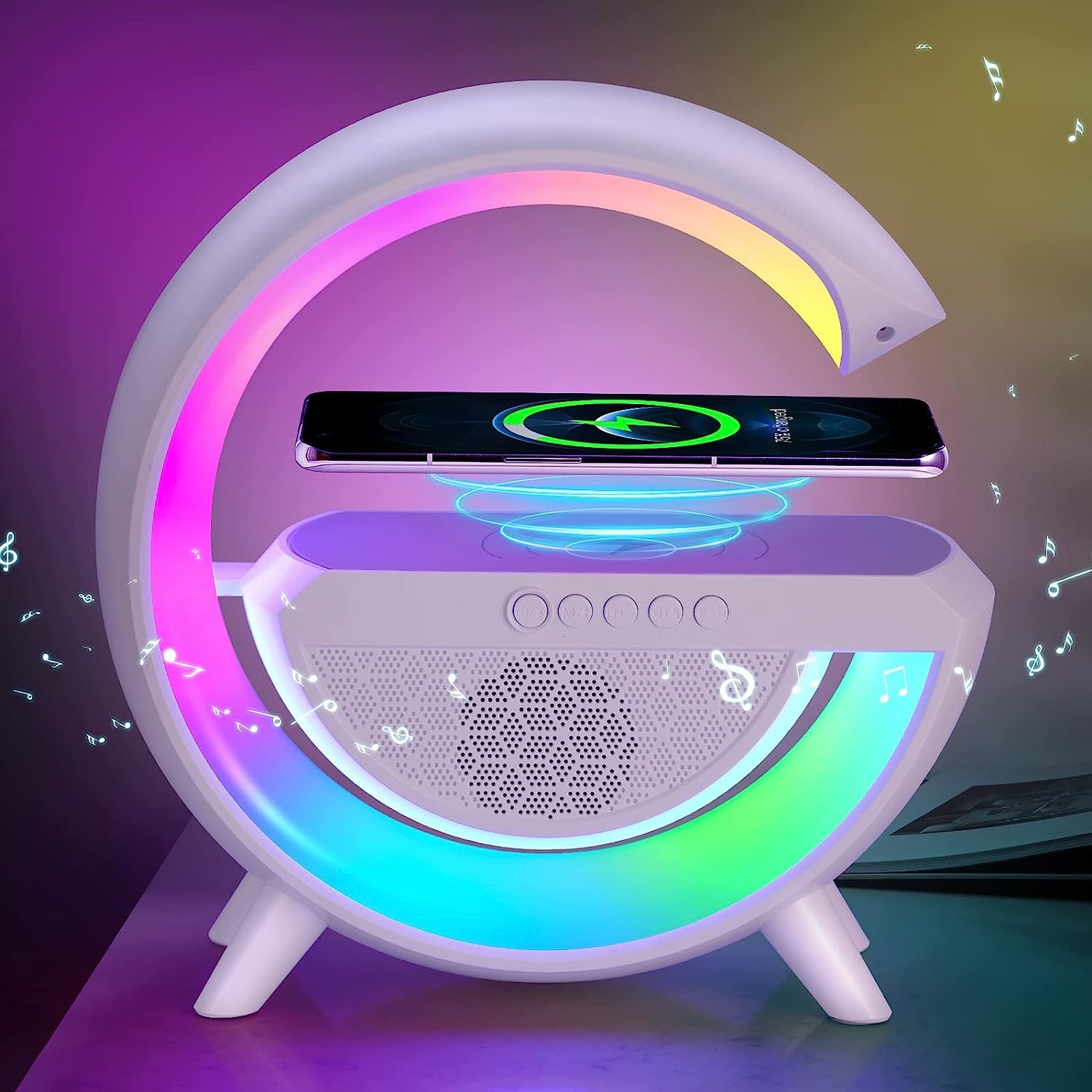 3-IN-1 MULTI-FUNCTION LED NIGHT LAMP WITH BLUETOOTH SPEAKER AND WIRELESS CHARGING STATION