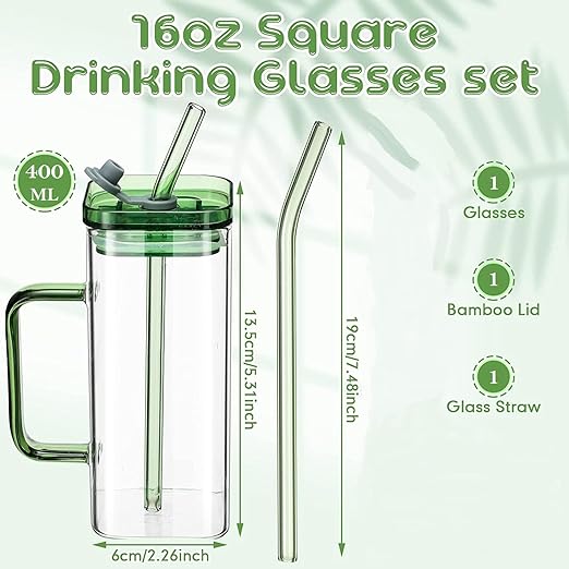 Glass Tumbler with Sipper (Pack of 2)