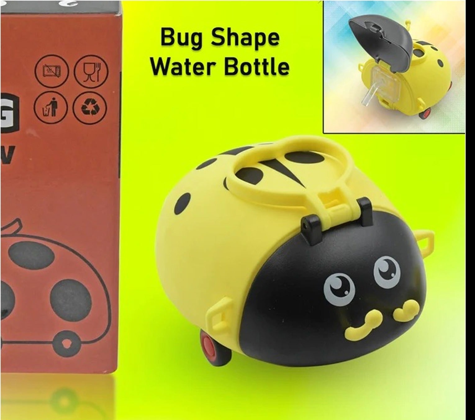 Insect-shaped Kids Water Bottle with Strap & Straw
