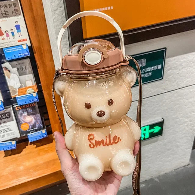 Cute Bear Cup Various Modes of 800ml to 1400ml Tumbler with Straw Kawaii Water Bottle For Girl Kid Outdoor Drinking Kettle