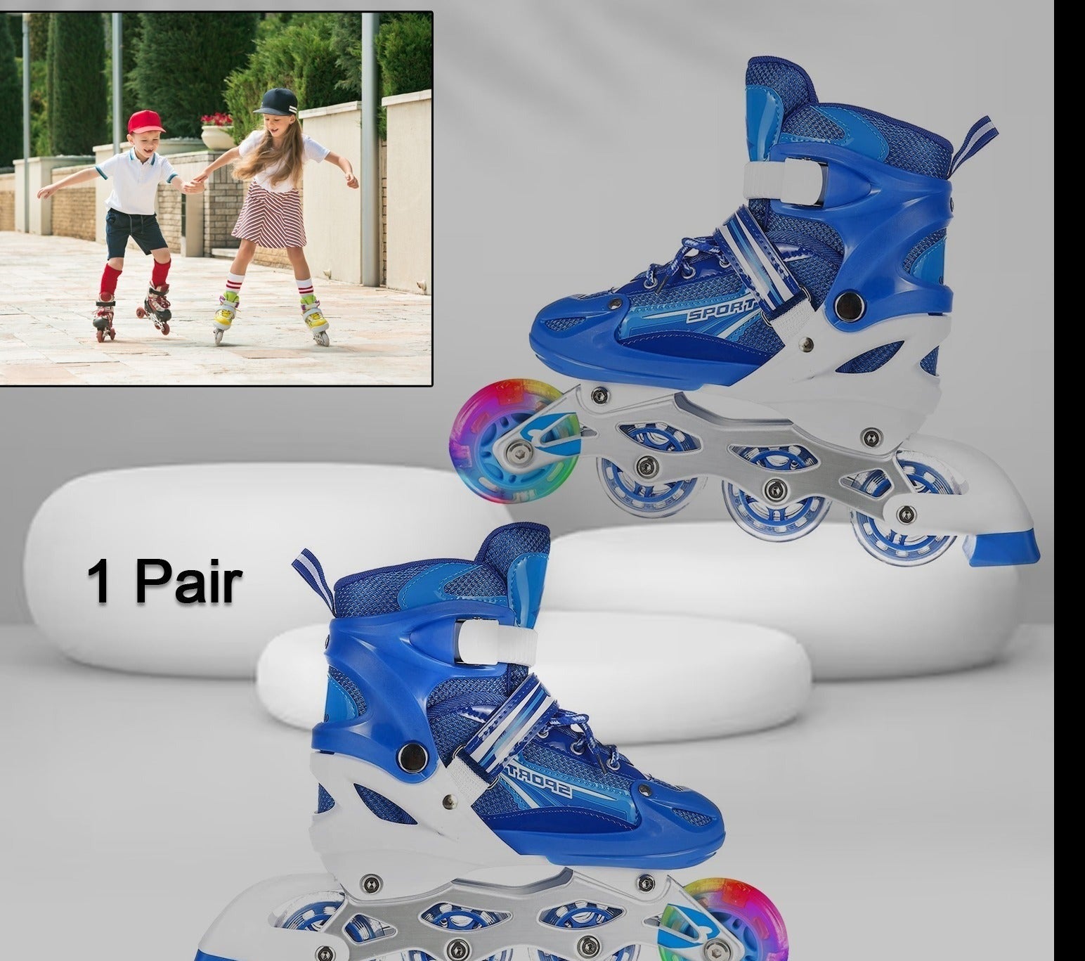 LED Flash Inline Skates: Adjustable Length, Premium Quality (Pair)