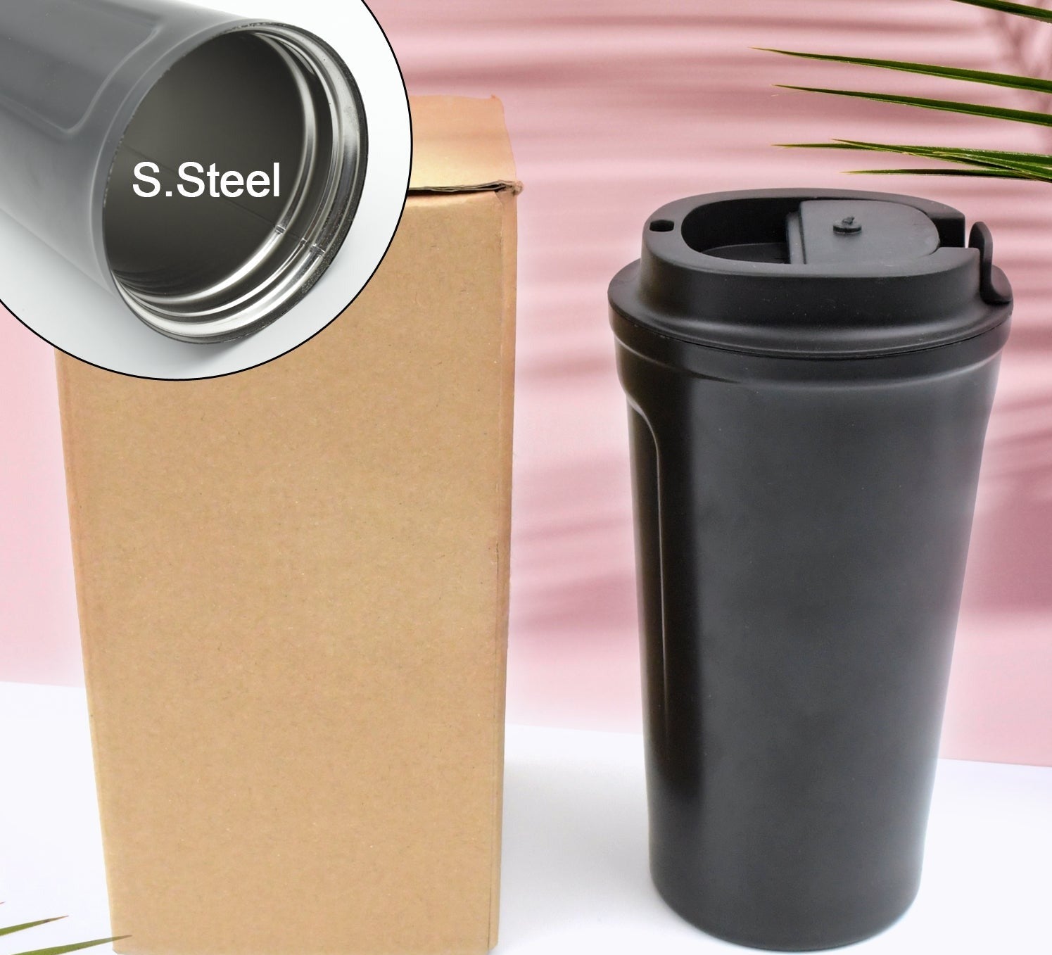 Stainless Steel & Plastic Vacuum Insulated Coffee Cup – Leak-Proof Travel Mug for Hot/Cold Drinks (1 Pc)