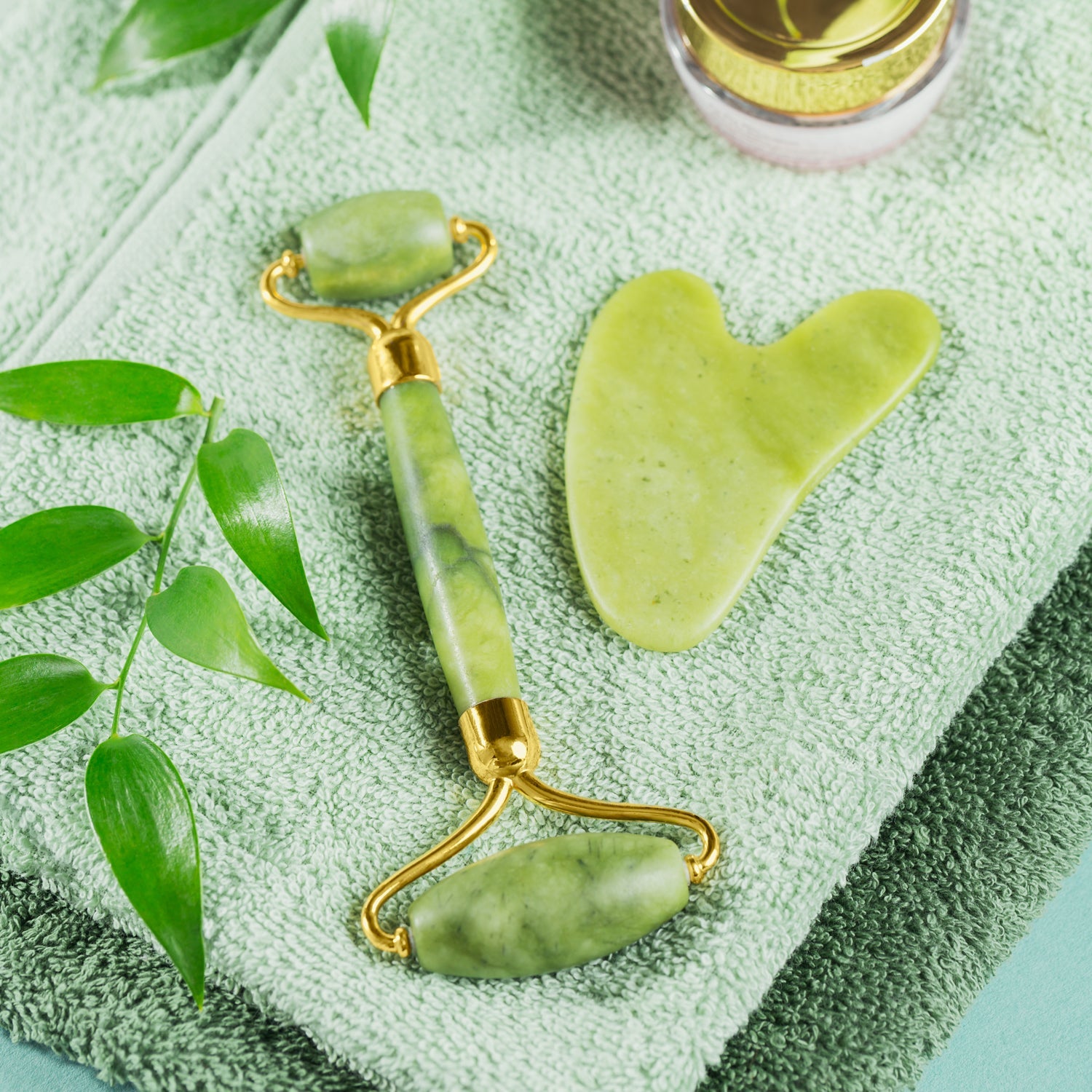 Jade Roller & Gua Sha Set: Natural Face Massage for Glowing Skin