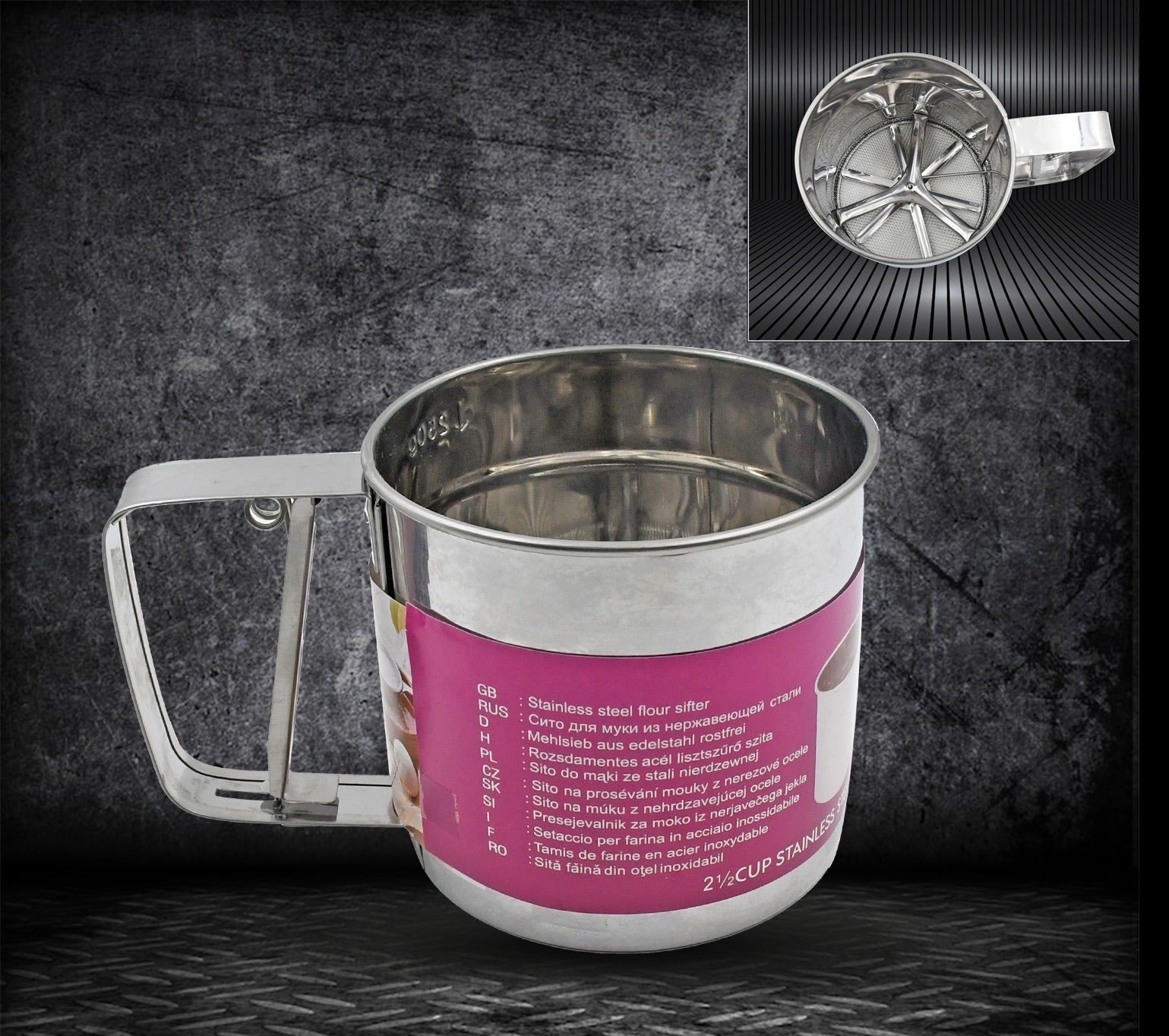 Stainless Steel Flour Sifter with Measuring Scale - Multipurpose Kitchen Tool