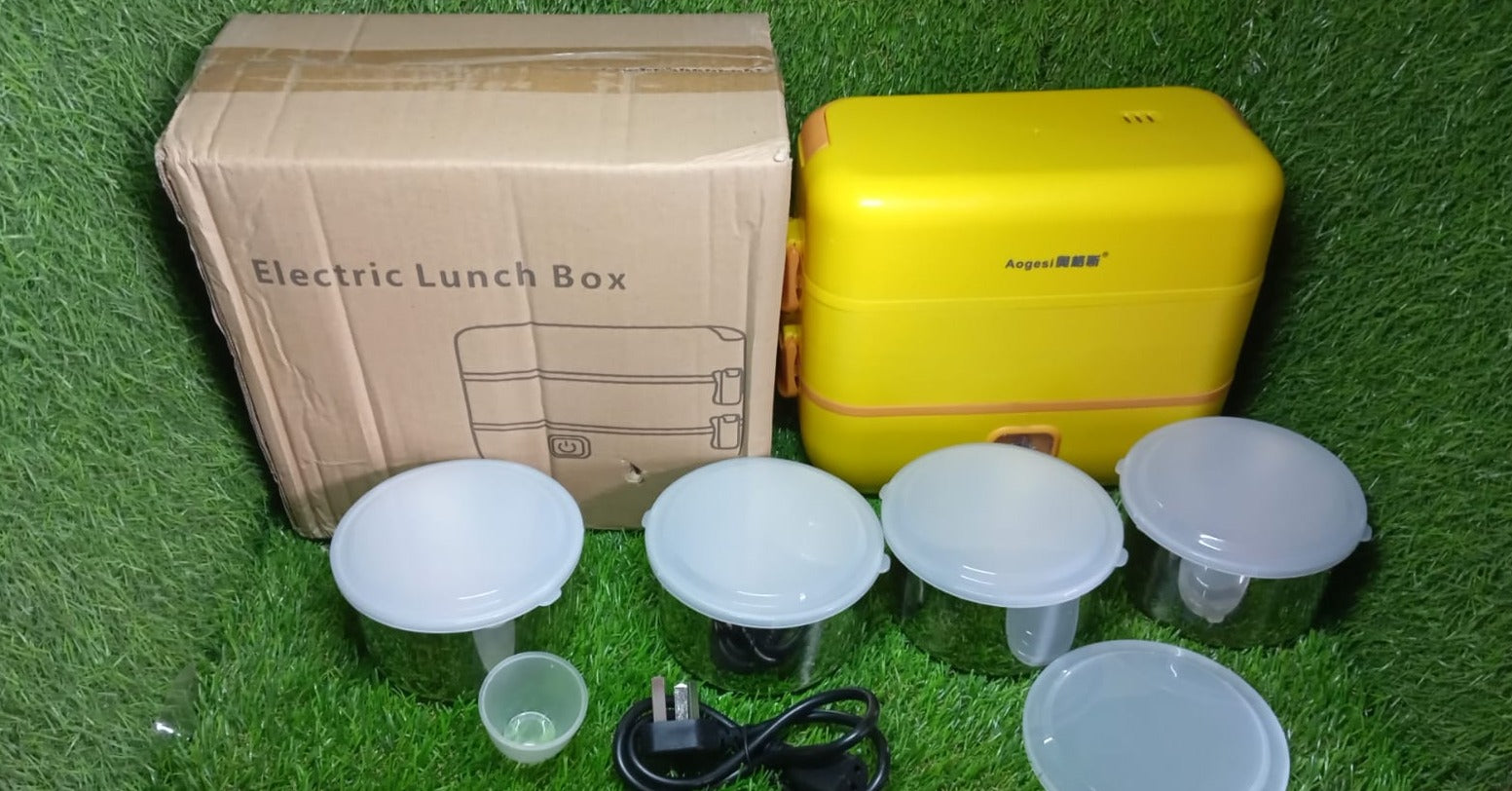 2944 2Layer Electric Lunch Box for Office, Portable Lunch Warmer with Removable 4 Stainless Steel Container. DeoDap