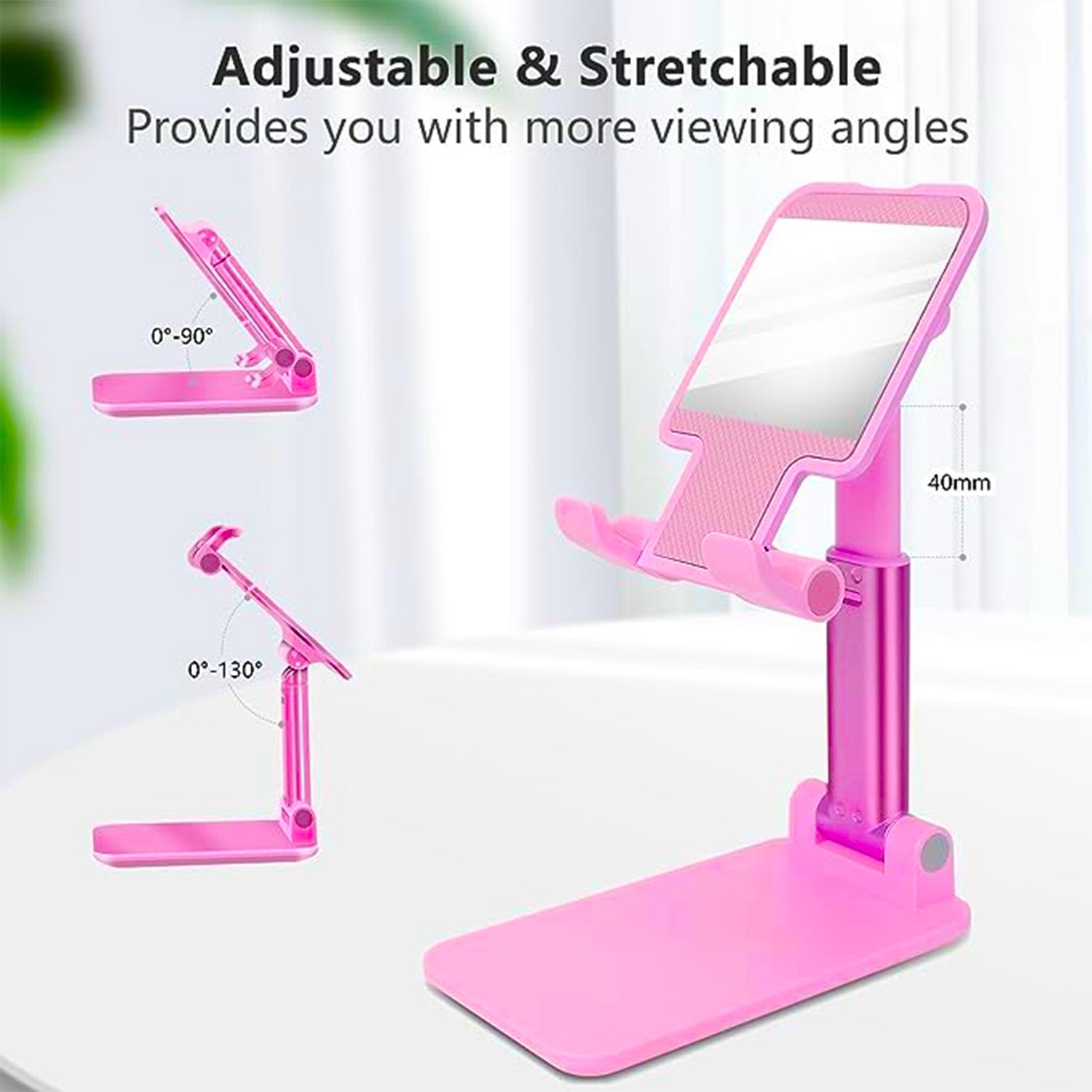 3-Way Adjustable Phone Stand with Mirror for Desktop Organization