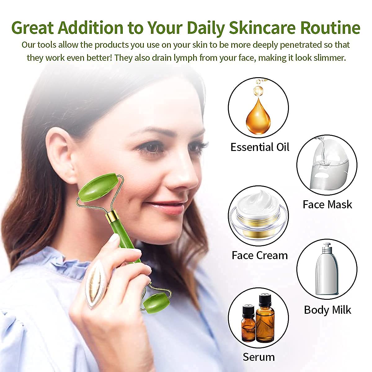 Jade Roller & Gua Sha Set: Natural Face Massage for Glowing Skin