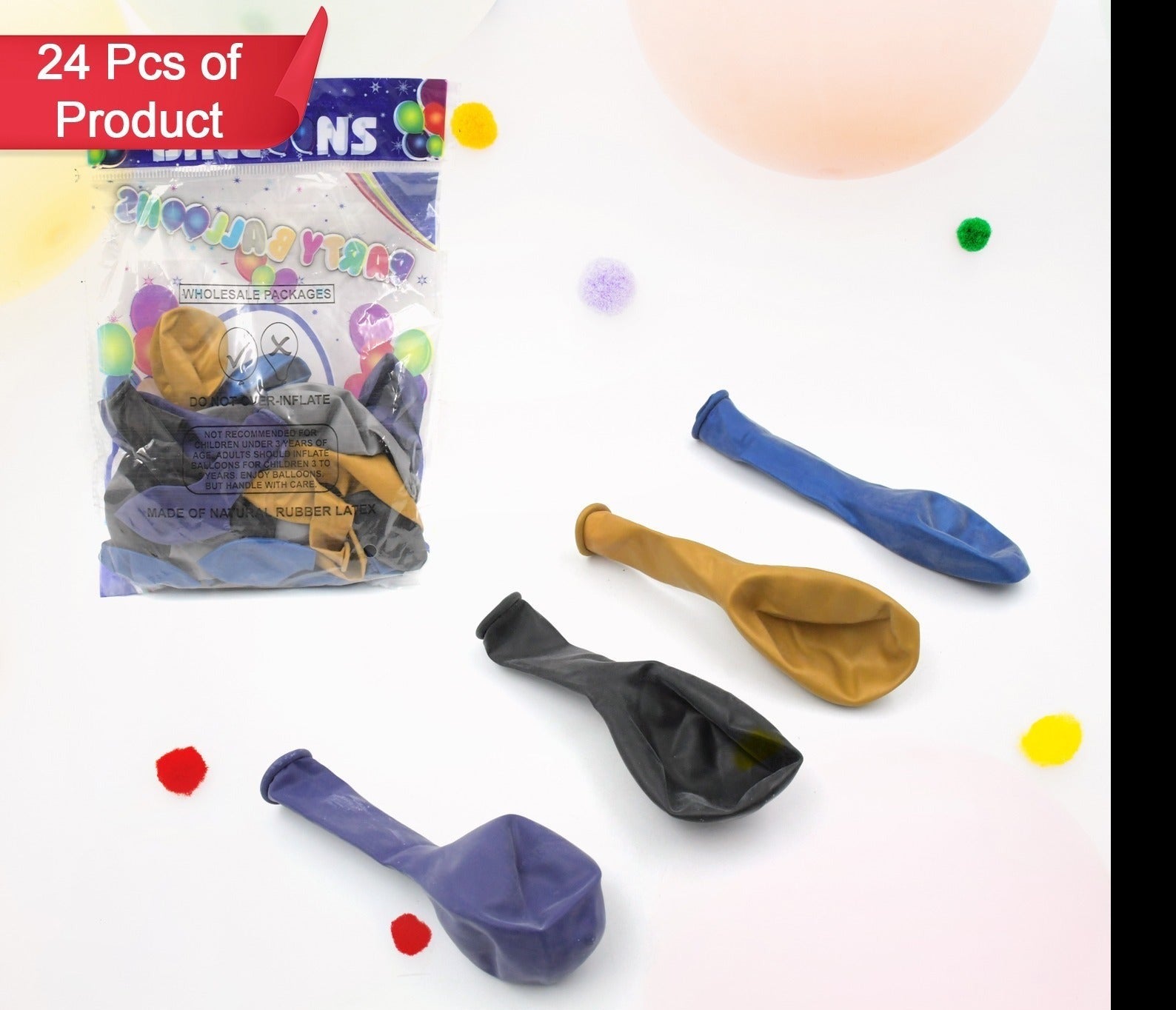 24-Pc Multicolor Latex Balloon Set for Various Celebrations – Perfect for Kids' Birthdays and More!