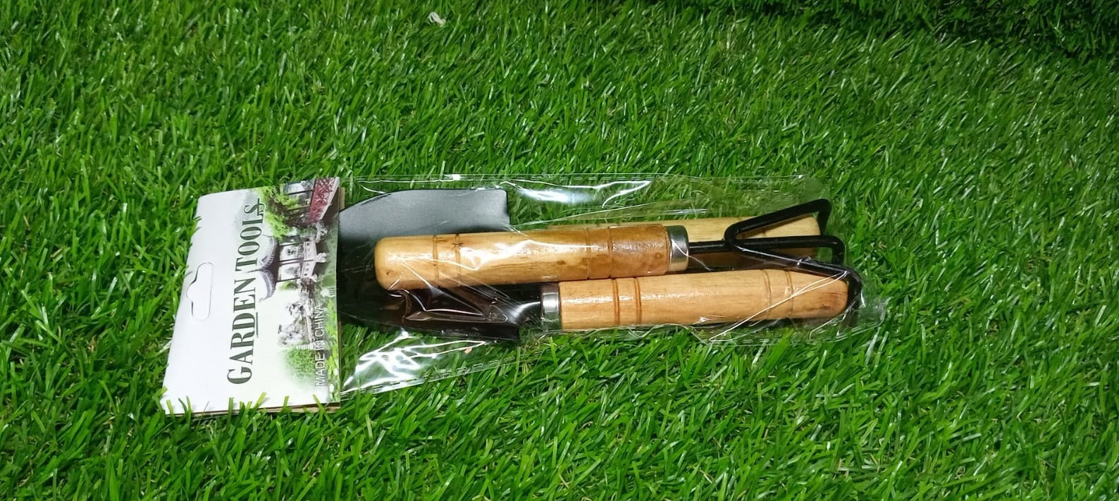 Small sized Hand Cultivator, Small Trowel, Garden Fork (Set of 3)