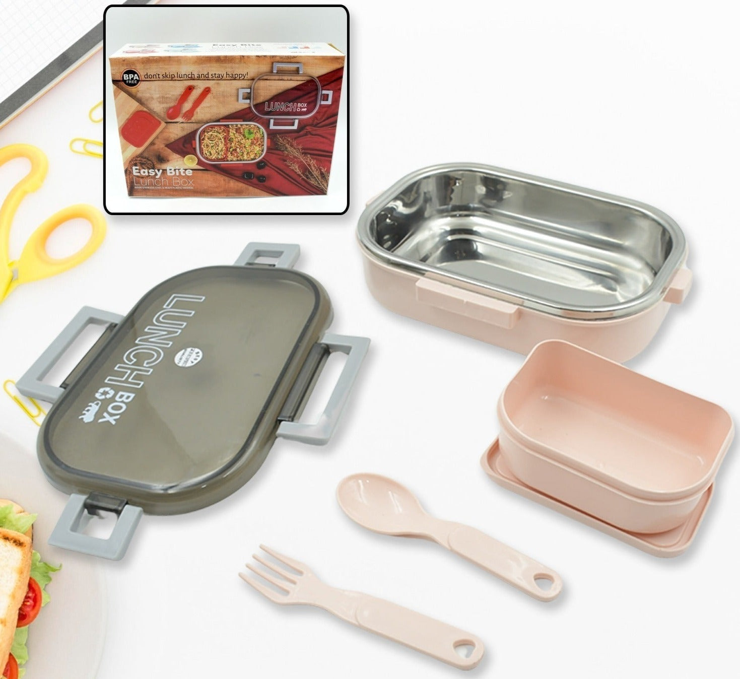 Stainless Steel & Heavy Plastic Material Lunch Box