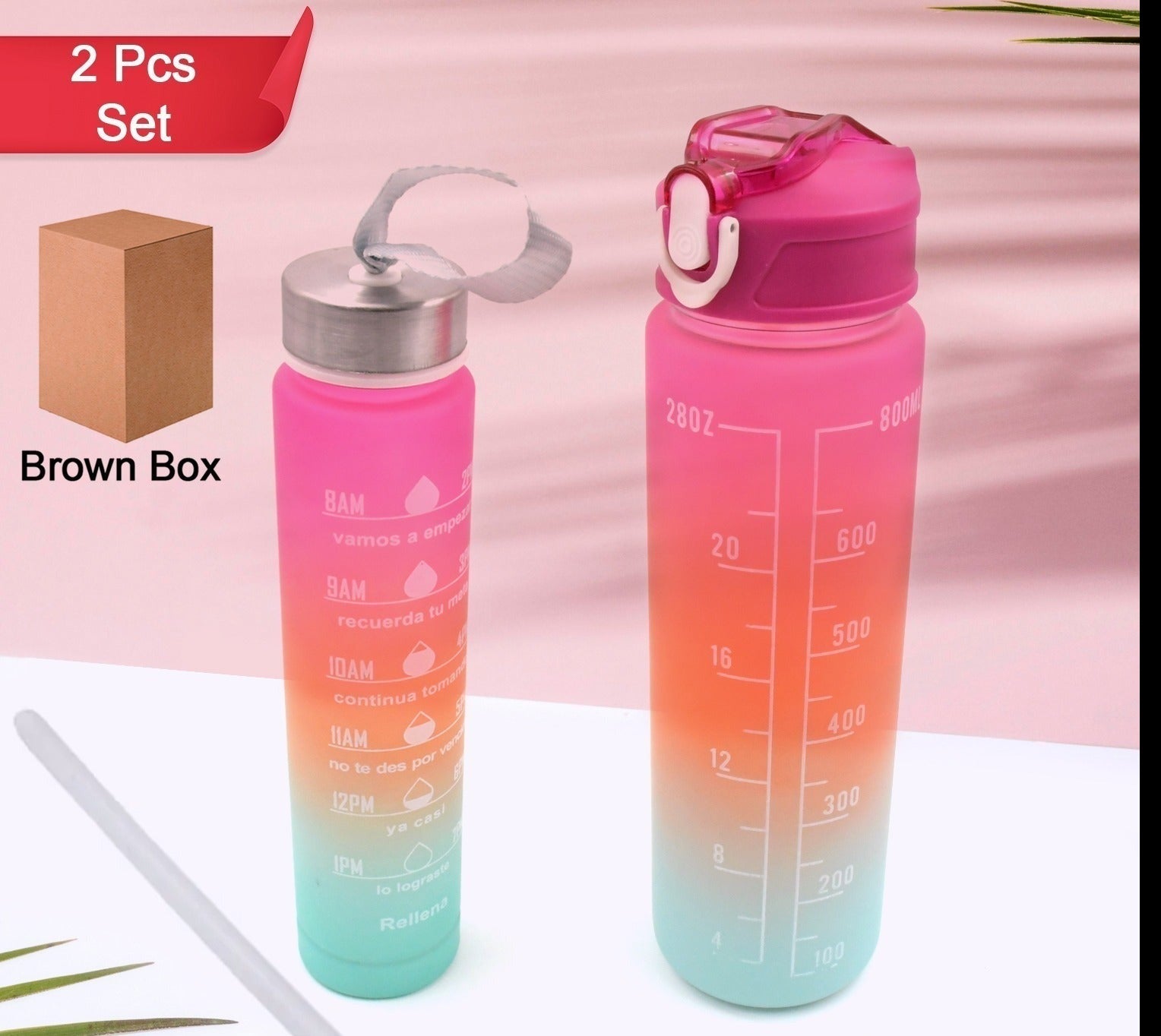 Kid-Friendly Cartoon Water Bottles (2 Pcs), High-Quality, BPA-Free, Leak-Proof. Perfect for School, Office, Sports, Gym, Yoga, and Fridge